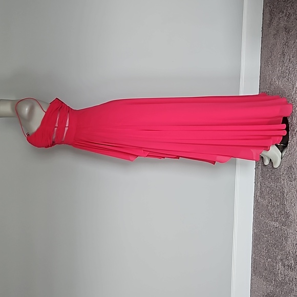 Cache dark pink high-low flowy elegant long dress-0 - Picture 3 of 9